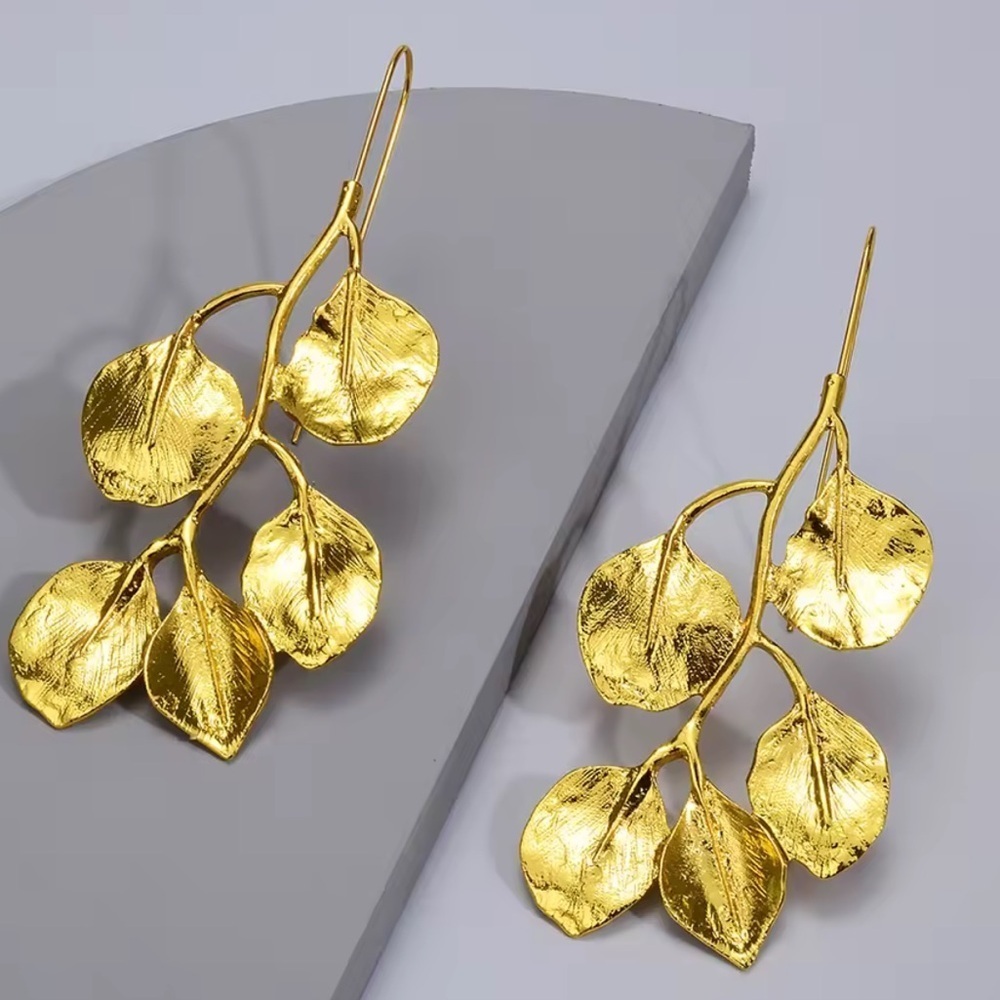 Zara unique Gold Leaf Drop Earrings
